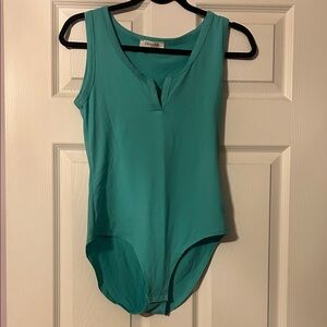 Zynana Teal Sleeveless Bodysuit